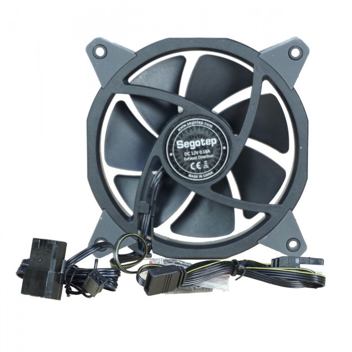 Ventilator Segotep Pro Vibrant S 120mm RGB Fan, iluminare LED RGB