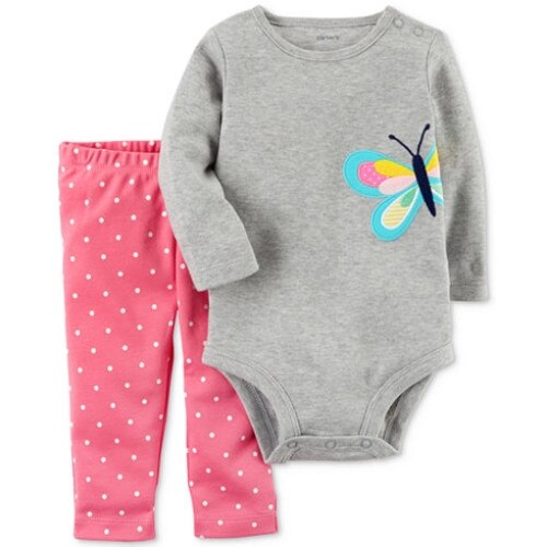 Set 2 piese Carter's, Body si Pantaloni, Butterfly Dots, 6-9 luni