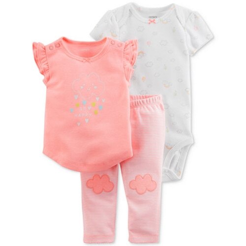 Set 3 piese Carter's, Body, Tricou si Pantaloni, So Happy Clouds, 6-9 luni
