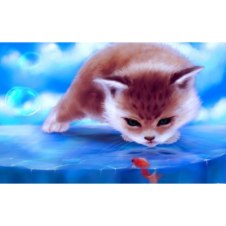 Fototapet autoadeziv Pescuit felin, 75x115 cm