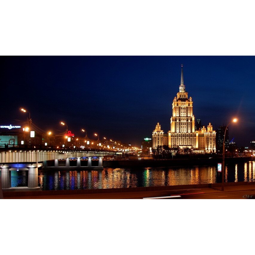 Tablou canvas Malul raului noaptea, 60x40 cm