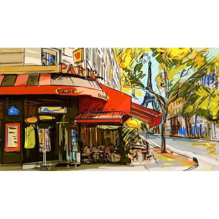 Картина на платно Кафе Париж, 50x35 см