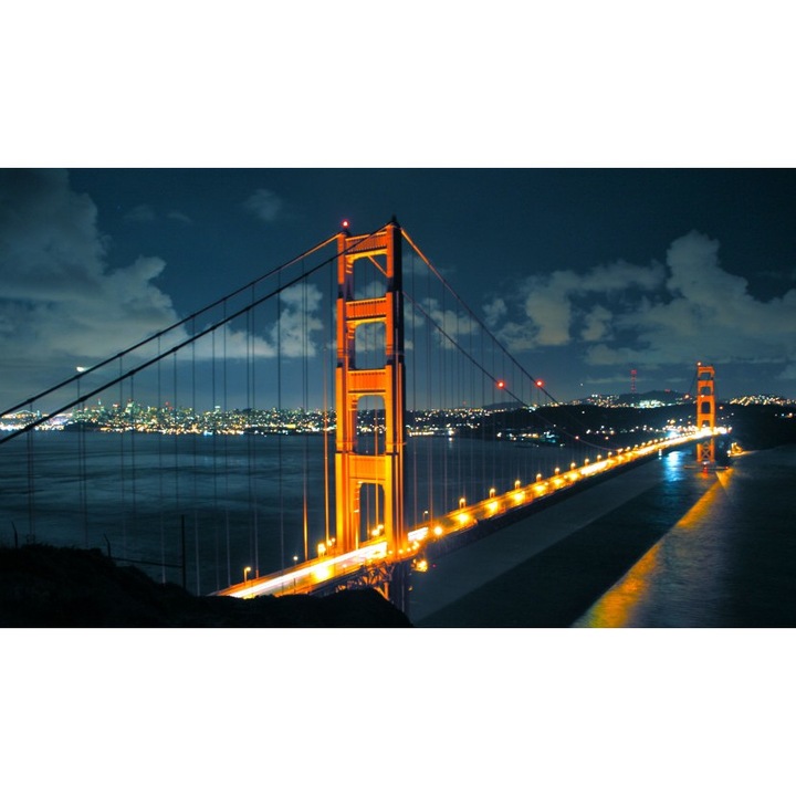 Öntapadós tapéta Golden Gates éjjel, 80x125 cm