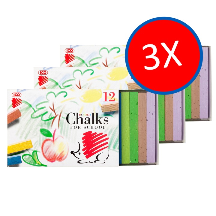 ICO Süni színes kréta, 3 × 12 szín