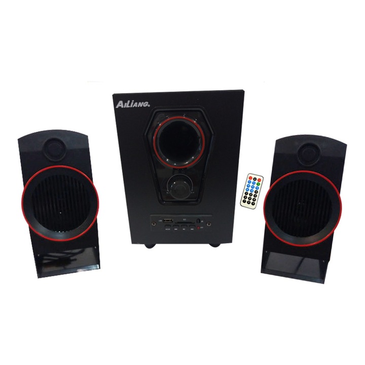 Sistem . 2.1 pentru PC cu telecomanda si Cititor Card SD / USB / FM