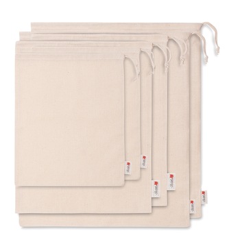 Set 6 saculeti cumparaturi, Textilia, natur, bumbac Set 6 saculeti cumparaturi, Textilia, natur, bumbac