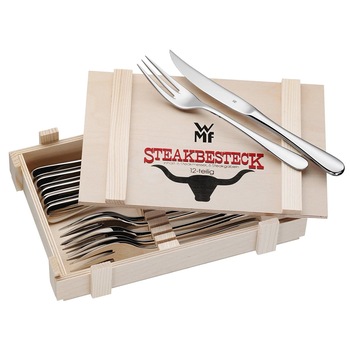 Set premium pentru friptura WMF Steak 12-piese, Inox Cromargan 18/10 polishat , pentru 6 persoane, cutite monobloc ascutite , cutie de lemn inclusa, compatibile cu masina de spalat vase Set premium pentru friptura WMF Steak 12-piese, Inox Cromargan 18/10 polishat , pentru 6 persoane, cutite monobloc ascutite , cutie de lemn inclusa, compatibile cu masina de spalat vase