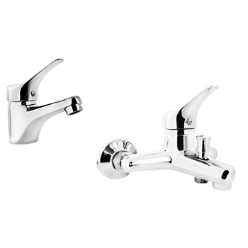 Set baterii baie pentru lavoar si cada suprafata cromata fara set de dus seria Neo Set baterii baie pentru lavoar si cada suprafata cromata fara set de dus seria Neo