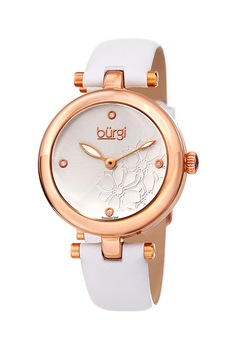 BURGI, Ceas decorat cu diamante, Alb BURGI, Ceas decorat cu diamante, Alb