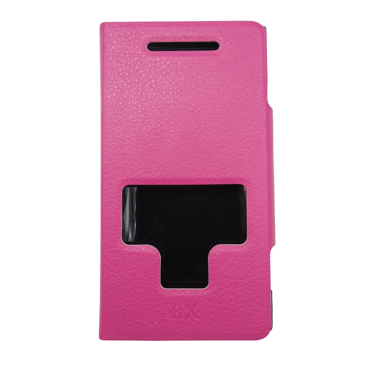 Husa tip carte cu stand roz cu decupaje pentru HTC Windows Phone 8X