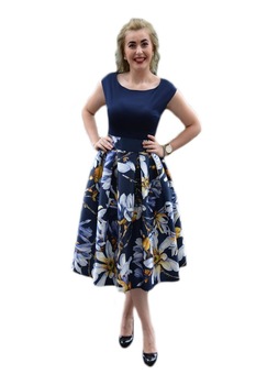 Rochie eleganta cu fusta evazat, D&J Exclusive, Albastru marin Rochie eleganta cu fusta evazat, D&J Exclusive, Albastru marin