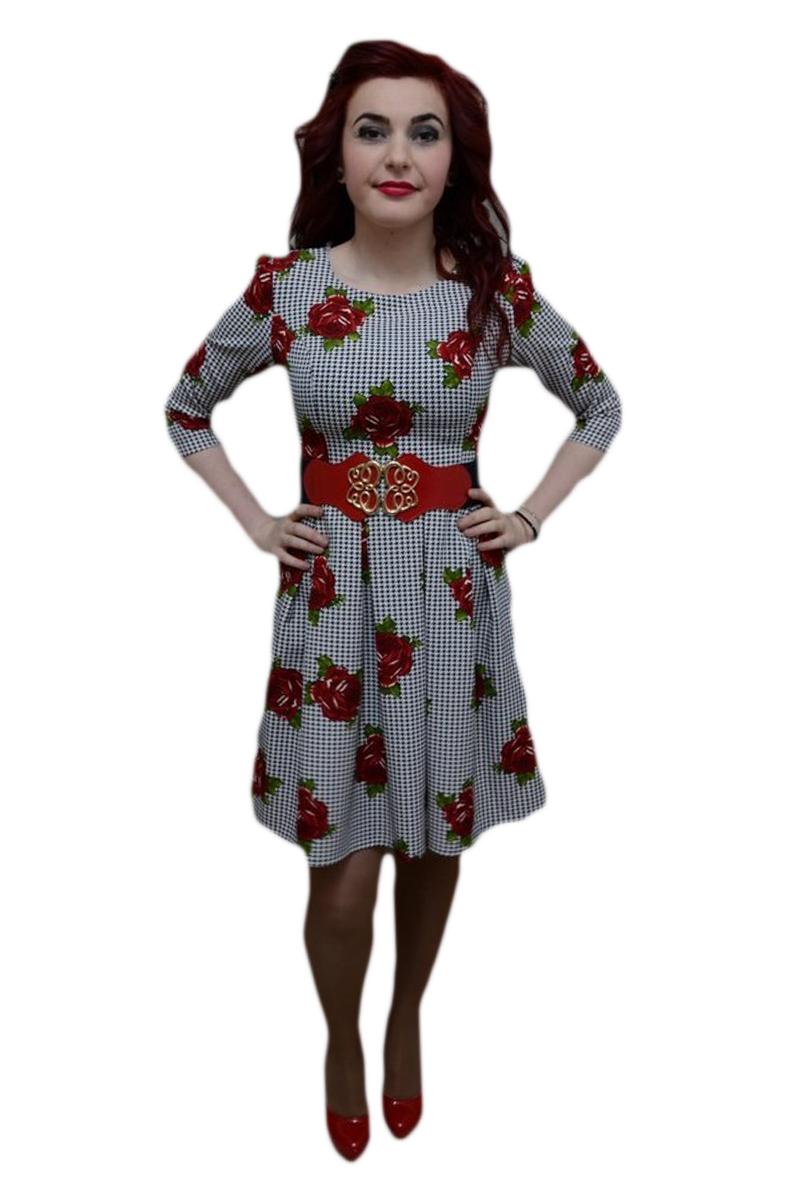 Rochie vintage, design chic, D&J Exclusive, Negru/Alb