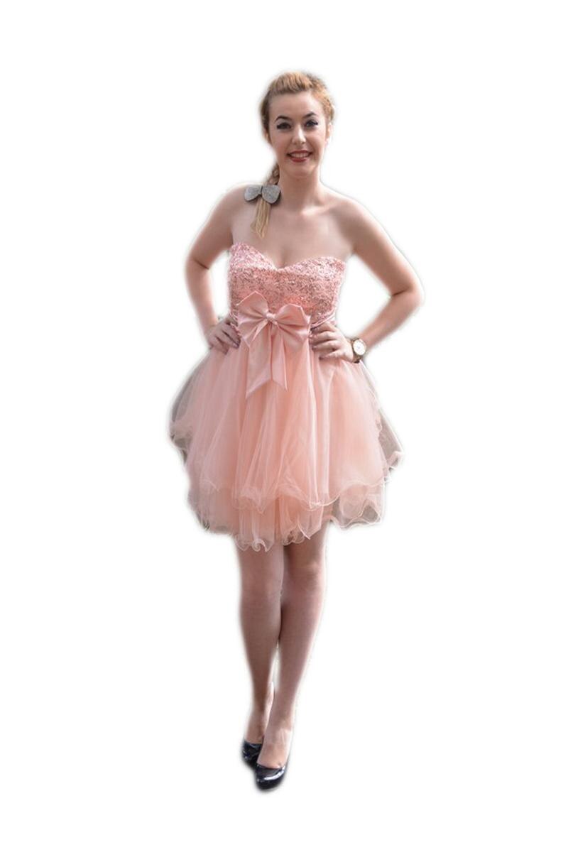 Rochie eleganta cu broderie infrumusetata cu paiete mici, D&J Exclusive, Roz