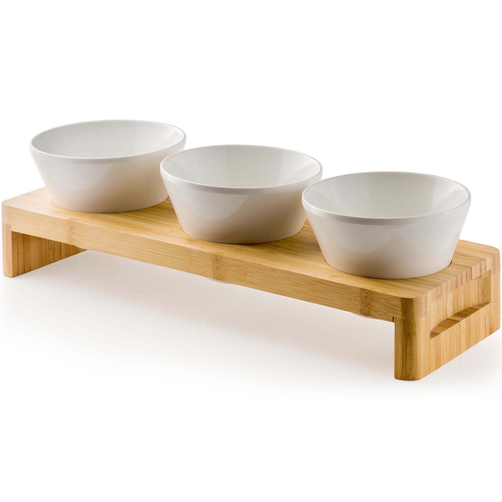 Set cu suport pentru servire din bambus si 3 boluri melamina incluse, Hendi, 40x13x(H)6 cm