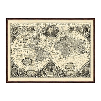 Tablou Canvas Inramat - Canbox - Harta Lumii, Vintage, Retro, Map, Rama Wenge, 60 x 80 cm Tablou Canvas Inramat - Canbox - Harta Lumii, Vintage, Retro, Map, Rama Wenge, 60 x 80 cm