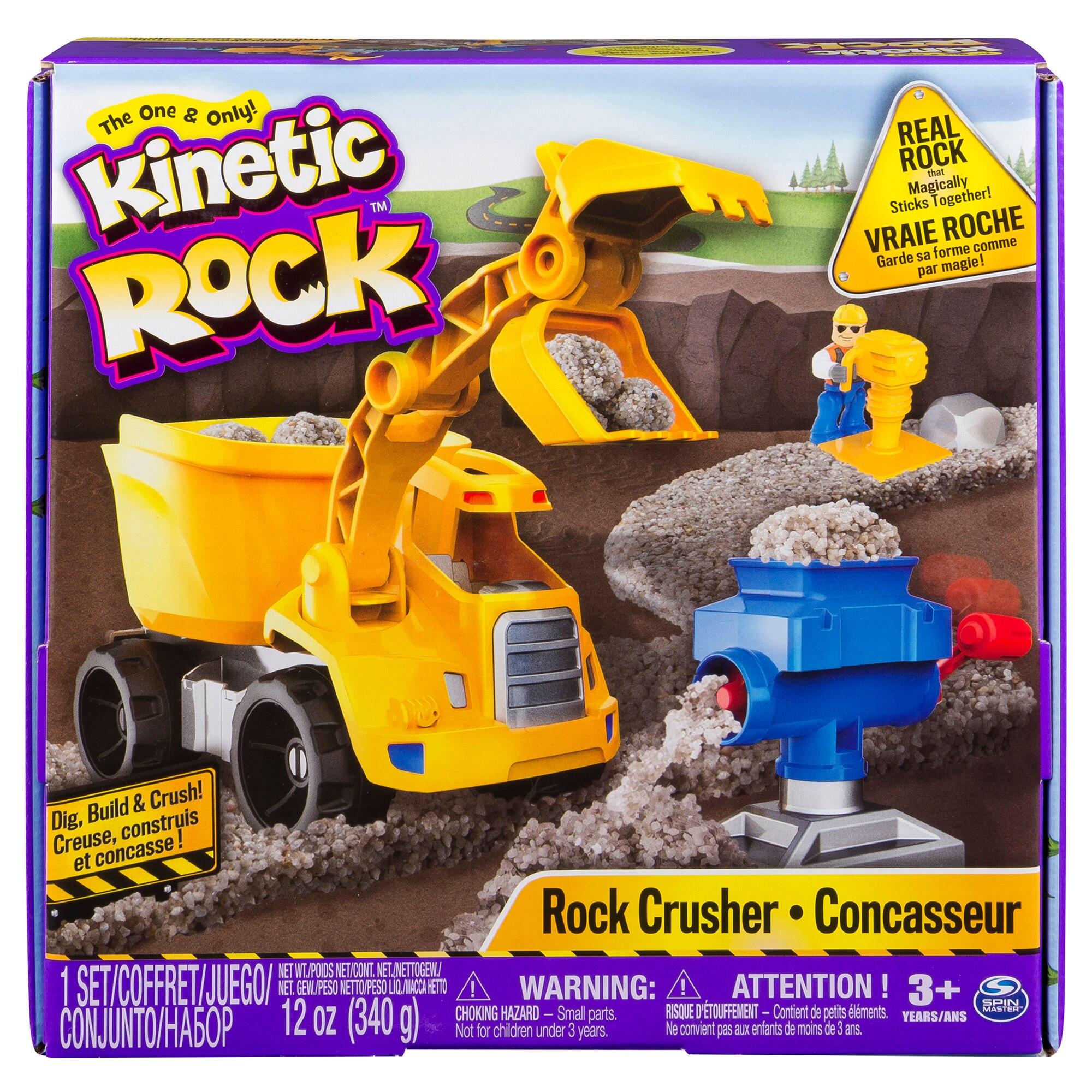 Set Kinetic Sand Rock, Rock Crusher, 340g