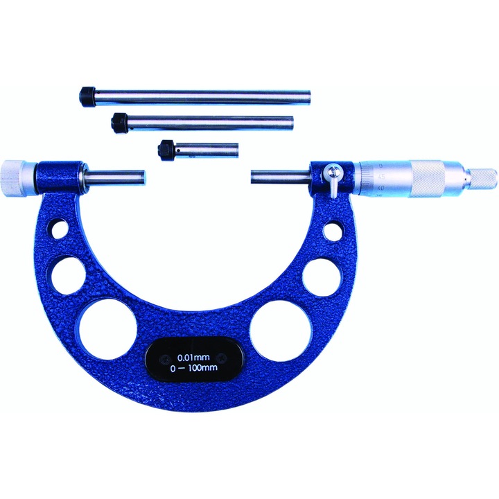 Mikrométer cserélhető betétekkel 0-100 mm-es, 0,01-os