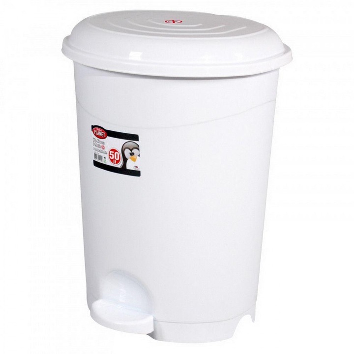 Planet Pedálos szemetes kuka, műanyag, LUXURY fehér, kivehető kosárral, 22L NO4
