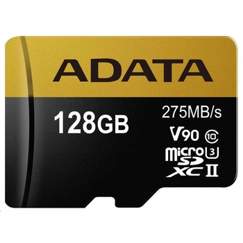 Card de memorie ADATA MicroSD, 128GB, Class 10, UHS-II U3 + Adaptor Card de memorie ADATA MicroSD, 128GB, Class 10, UHS-II U3 + Adaptor
