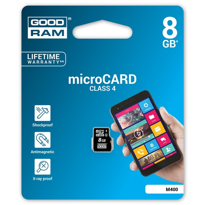 Microsdhc карта 8gb клас 4, Goodram, черна