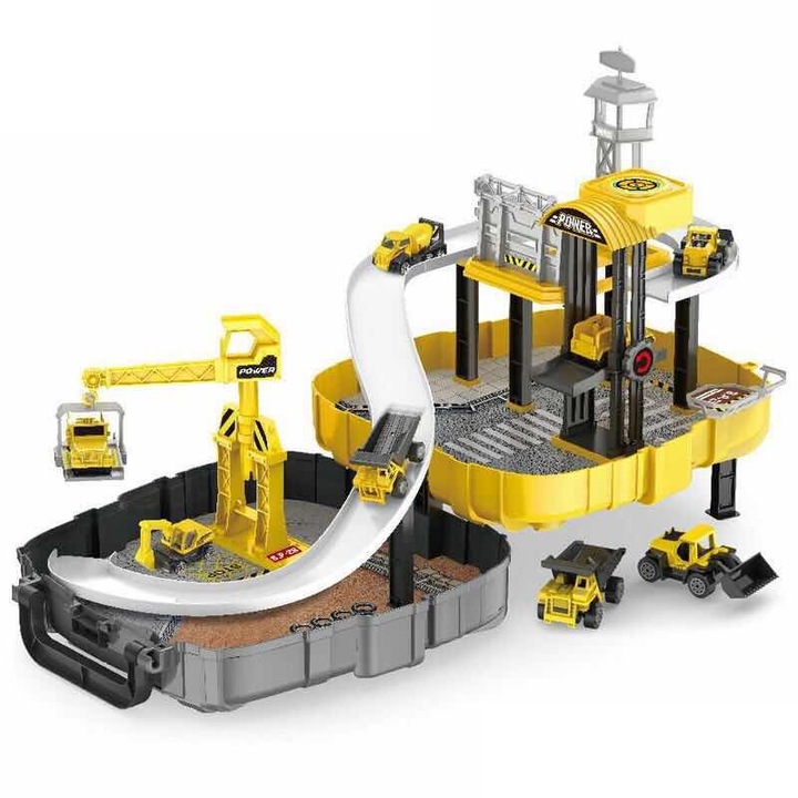 Set de joaca santier de constructii in valiza galbena
