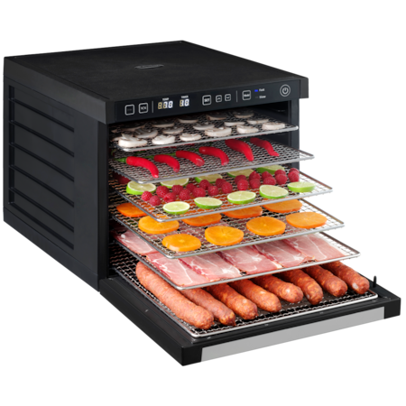 Deshidrator de alimente Concept SO3000, 1000 W, 6 tavi de inox, tava 34 x 38 cm, display LED, 2 ventilatoare , 35-70 °C, timer 48h, Negru