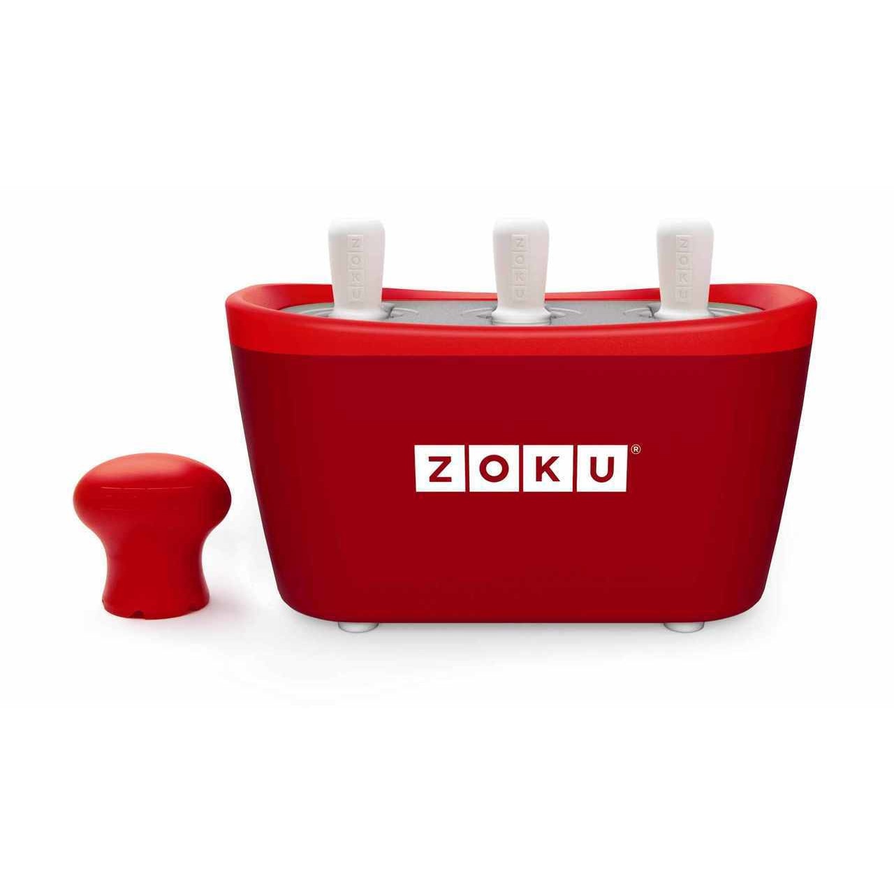 Aparat de inghetata ZOKU Quick Pop Maker ZK101 RD, 3 incinte, 7 minute, nu contine BPA, Rosu