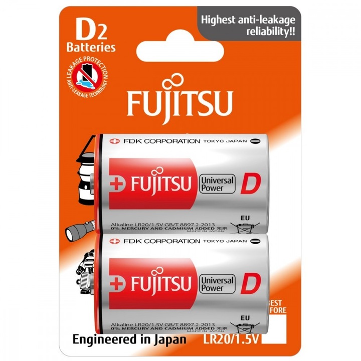 Baterii alcaline Fujitsu, Universal Power D, 2 bucati