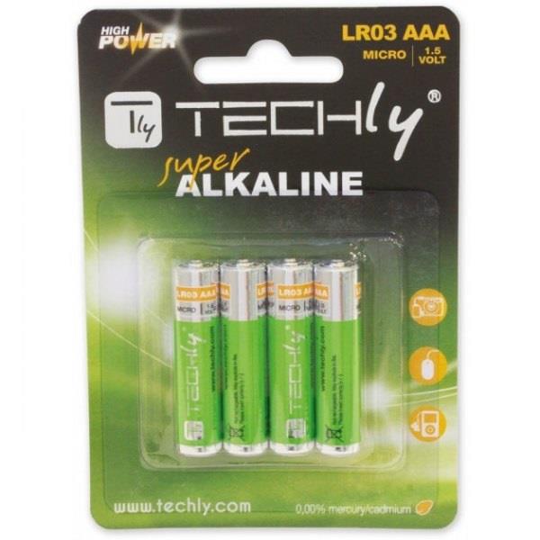 Baterii alcaline Techly, AAA, 4 bucati