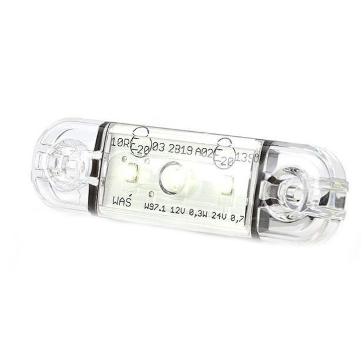 Lampa pozitie, alb, 3 leduri, 12V-24V, slim