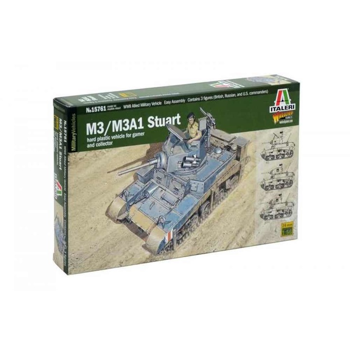 Kit tanc de asamblat M3/M3A1 STUART, Lungime 10 cm, Scara 1:56, 14+