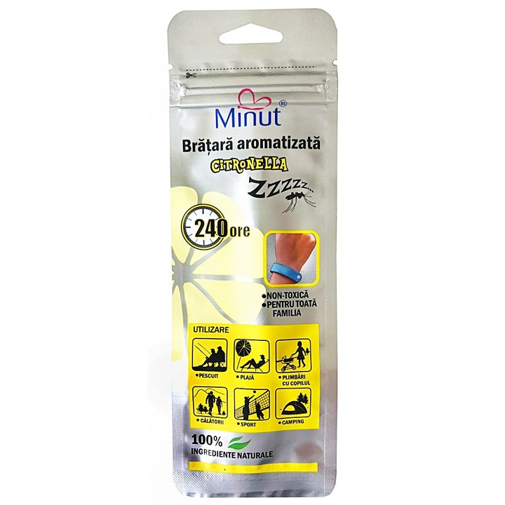 Bratara aromatizata citronella Minut, diverse culori Verde