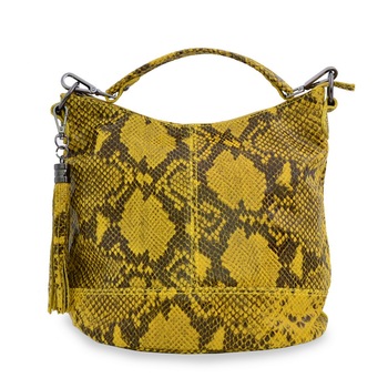 Geanta casual Donna, de dama, piele naturala, culoare galben Geanta casual Donna, de dama, piele naturala, culoare galben