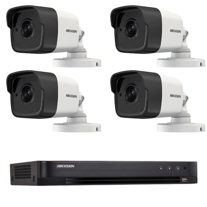 Kit supraveghere video Hikvision 5MP, cu 1 camera 5MP de exterior/interior si HDD 1 TB MK399