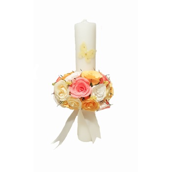 Lumanare de botez Handmade Minis Boutique, cu trandafiri pastel Lumanare de botez Handmade Minis Boutique, cu trandafiri pastel