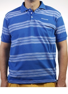 Мъжка тениска Shaos, Поло яка, Синъо и бяло рае, Размер 3XL