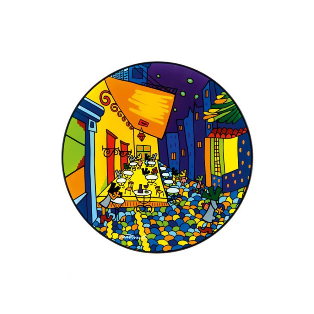 Platou decorativ din sticla, Coffee Break in Arles, Ø 30 cm, Multicolor