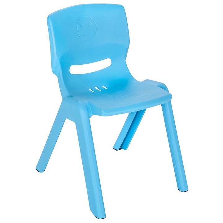 Детски стол Happy Chair, С облегалка, Син