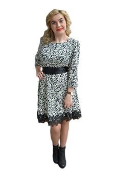 Rochie de ocazie , design dantelat,D&J Exclusive, Alb-Negru Rochie de ocazie , design dantelat,D&J Exclusive, Alb-Negru