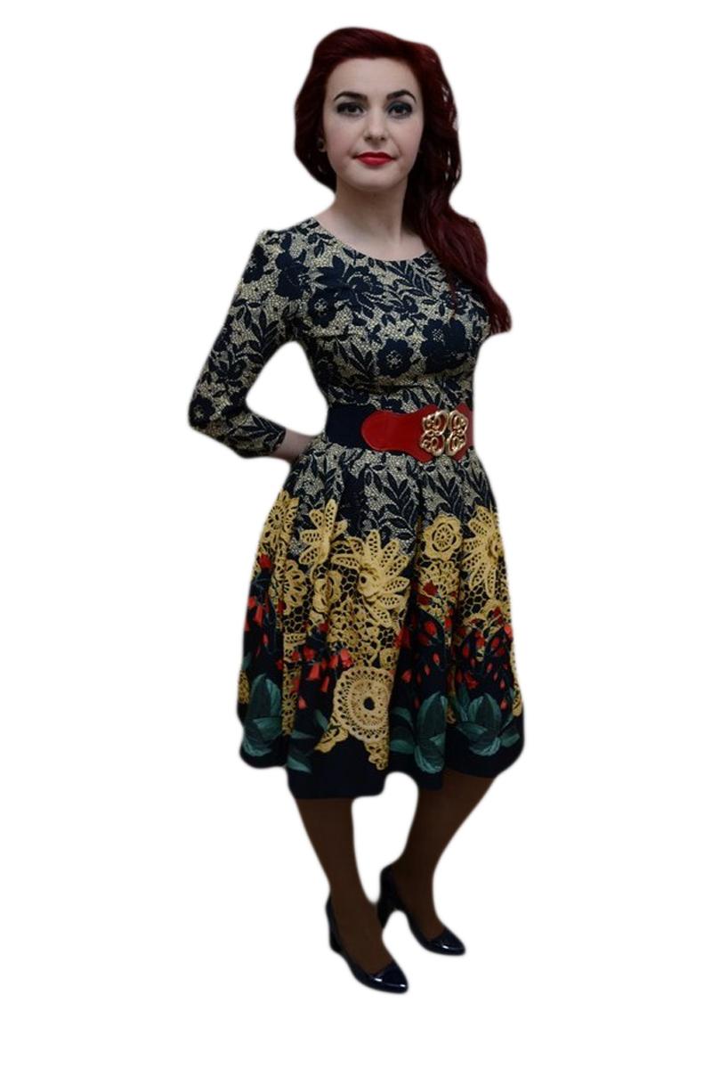Rochie dama deosebita, curea aplicata,D&J Exclusive, Multicolor