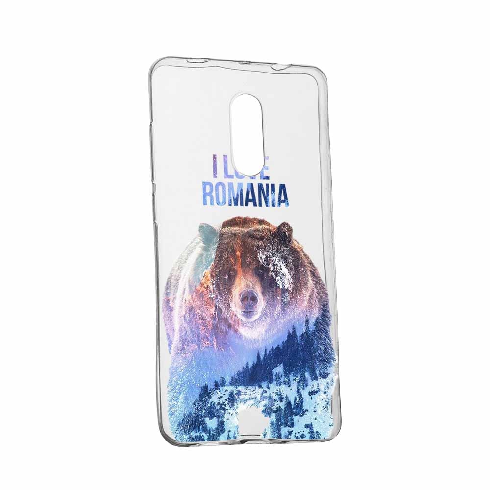 Husa Silicon, Transparent, Slim, I Love Romania, Huawei Honor 6A