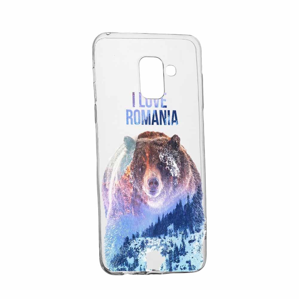 Husa Silicon, Transparent, Slim, I Love Romania, Samsung J6 2018