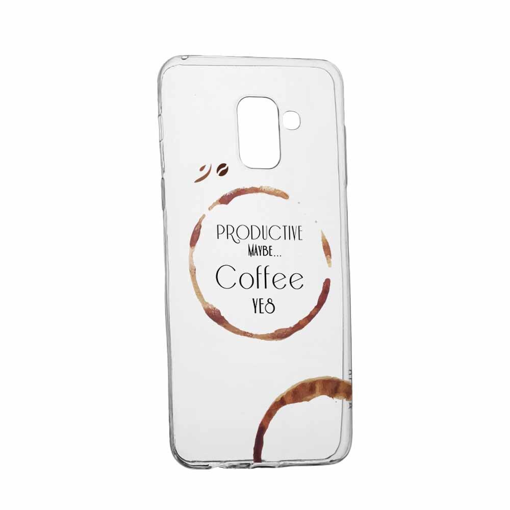 Husa Silicon, Transparent, Slim, Coffee, Samsung J6 2018