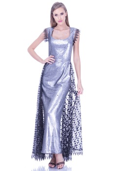 Rochie tul gri paietat Liza Panait I-114E Rochie tul gri paietat Liza Panait I-114E