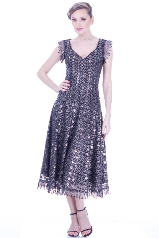 Rochie dentela gri/argintiu Liza Panait I-115E