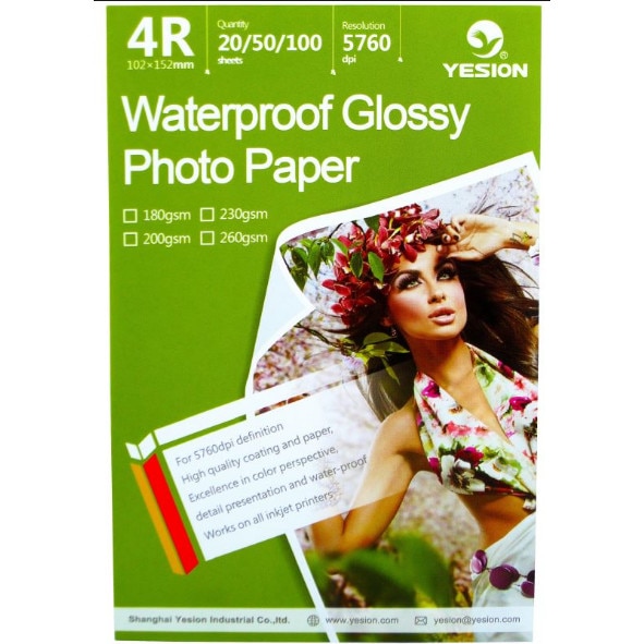 Hartie FOTO YESION 4R ( 10x15 ) Waterproof Glossy single side 180g/mp 20 coli/pachet