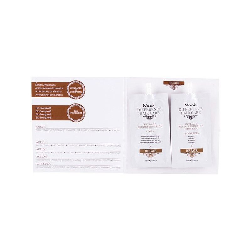Kit Anti-Age Nook Difference Hair Care Repair Reconstruction Program Ulei + Booster 50x (12ml+12ml)