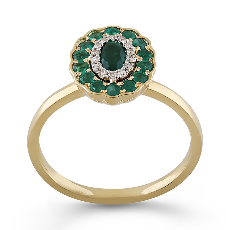Inel Deruvo Aur 18k Diamante, Smaralde, 54 R34439-Y