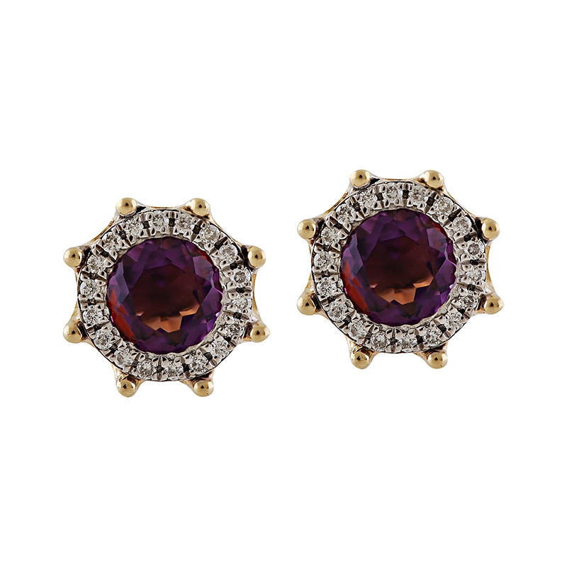 Cercei Deruvo Aur 18k Diamante, Ametiste E33767P-Y