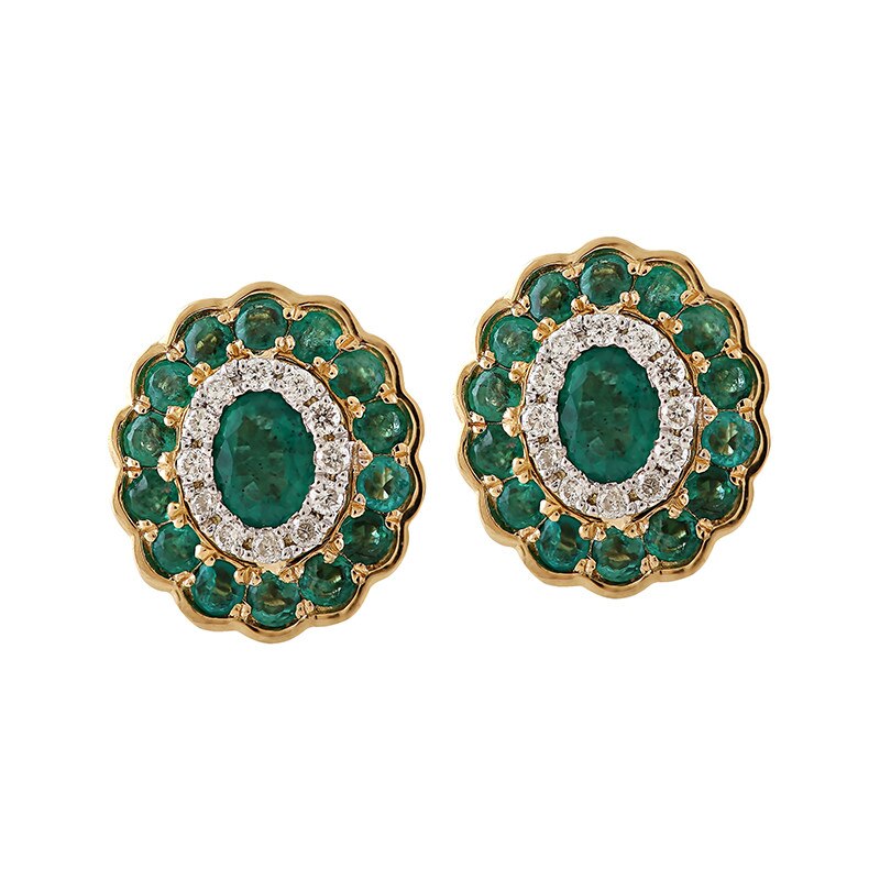 Cercei Deruvo Aur 18k Diamante, Smaralde E34439P-Y